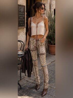 Rare PLEASE Jeans Patchwork Pants Made in Italy Low Rise‎ XS Skinny Jeans